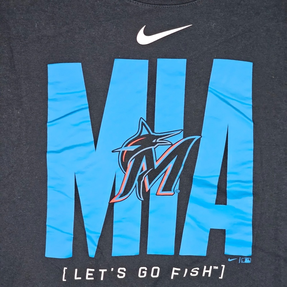 Miami Marlins T-Shirt Mens 2XL Let's Go Fish Graphic Nike MLB Baseball Sports - Picture 4 of 8
